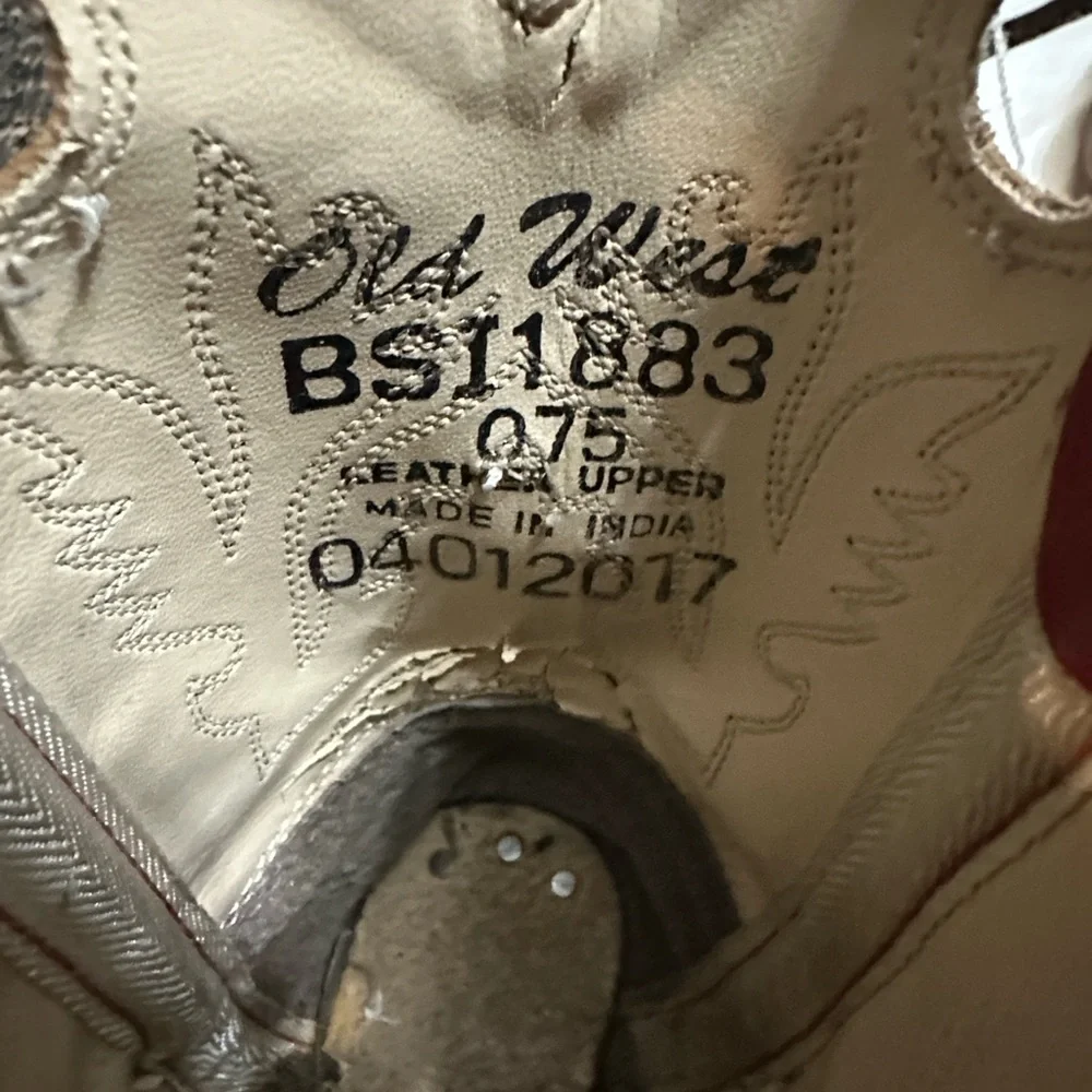 Old West Kids Boots in Red and Brown
